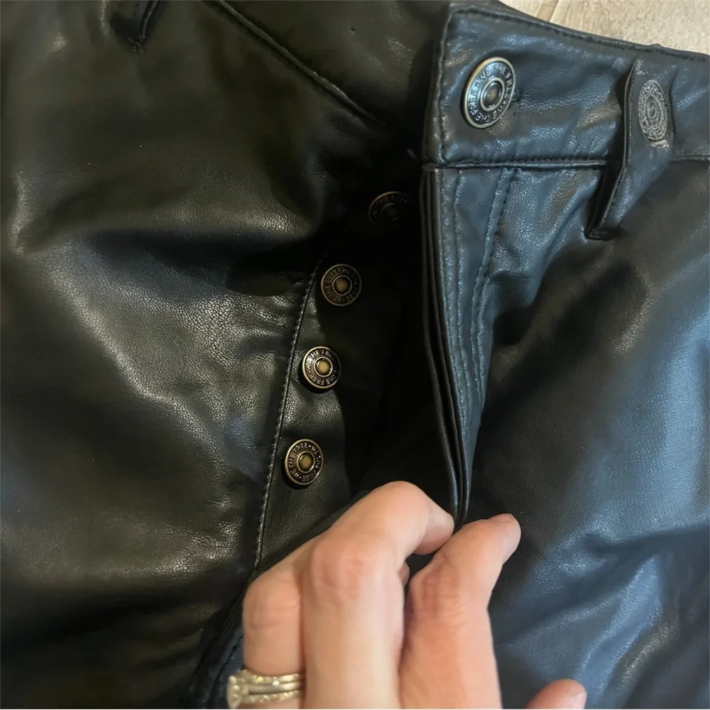 Free People Lita Vegan Leather Button-Fly Shorts  Size 0 | Color: Black